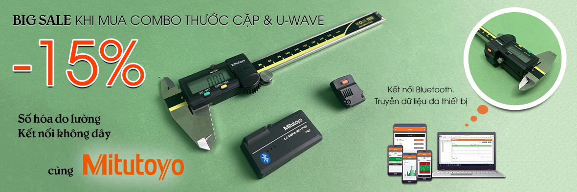 Giảm 15% combo Thước cặp Mitutoyo & U-WAVE bluetooth