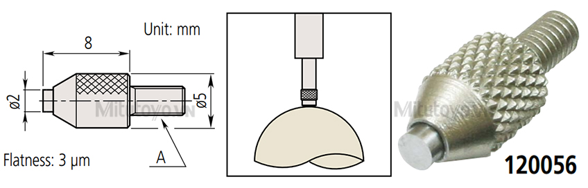 Đầu đo đồng hồ so Mitutoyo mặt phẳng phủ carbide