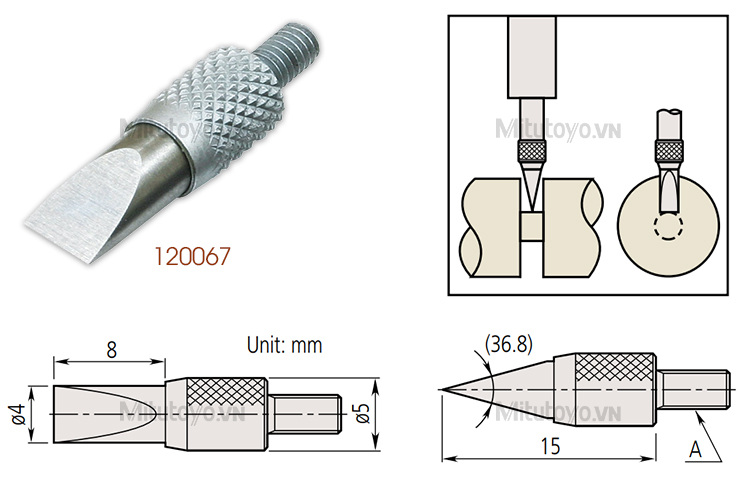 Kim đo đồng hồ so hình dao Mitutoyo 120067 phủ carbide