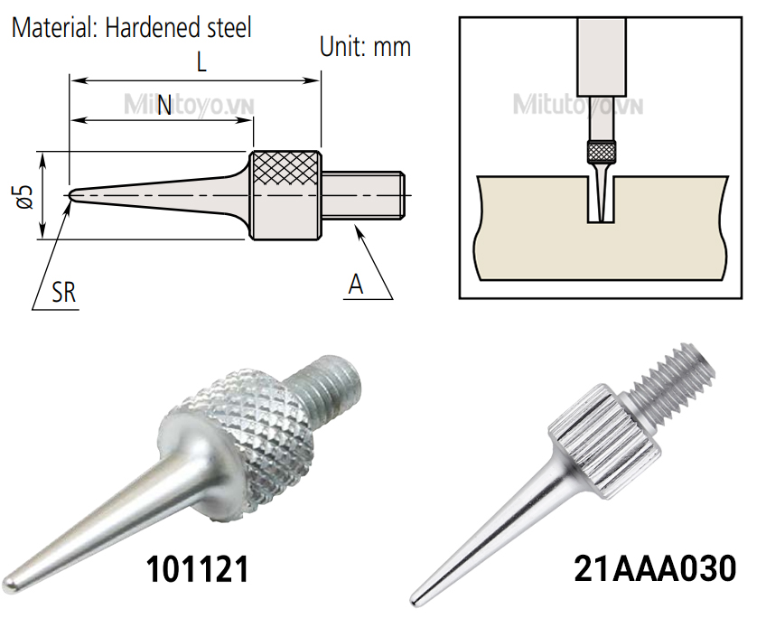Đầu đo đồng hồ so Mitutoyo mũi kim