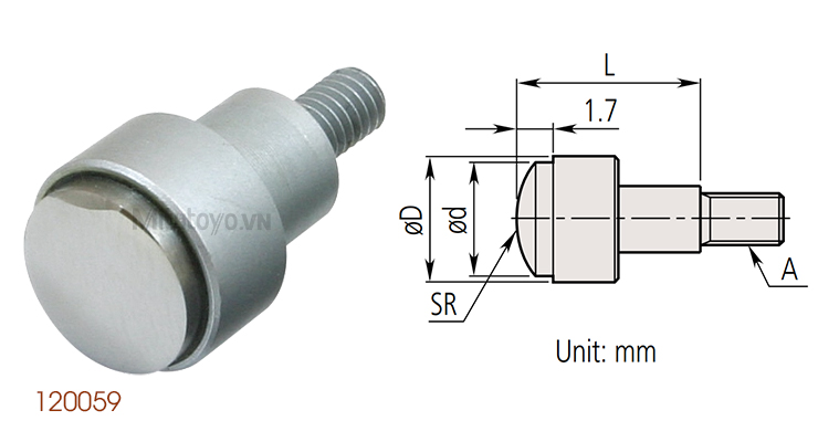 Kim đo đồng hồ so hình cầu Mitutoyo 120058, 120059, 120060