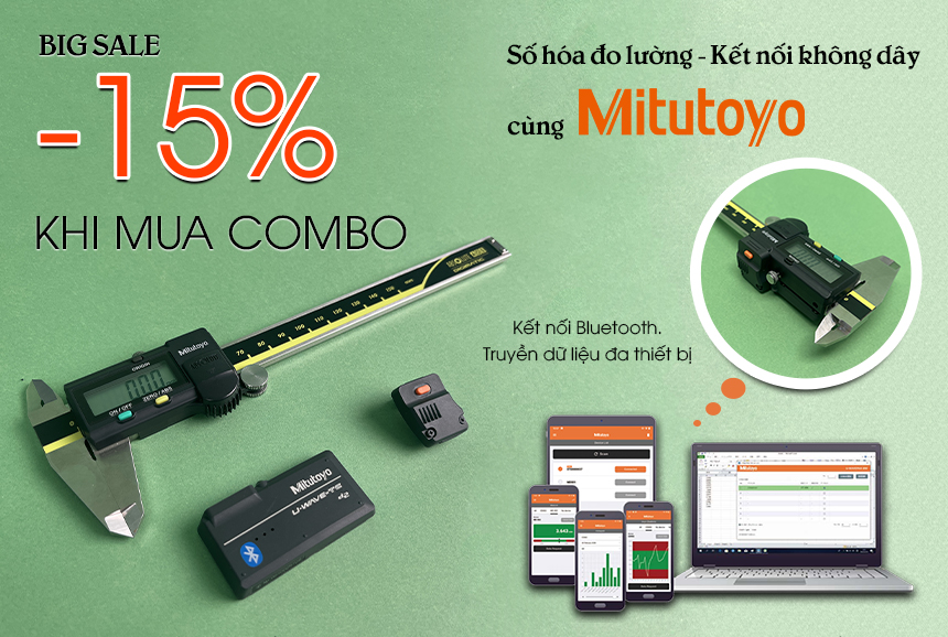 [ƯU ĐÃI] Giảm 15% combo Thước cặp Mitutoyo & U-WAVE bluetooth